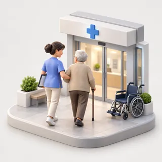 Hospital & Doctor Escort illustration
