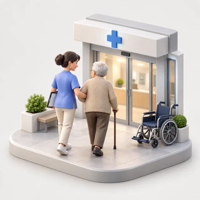 Hospital & Doctor Escort illustration